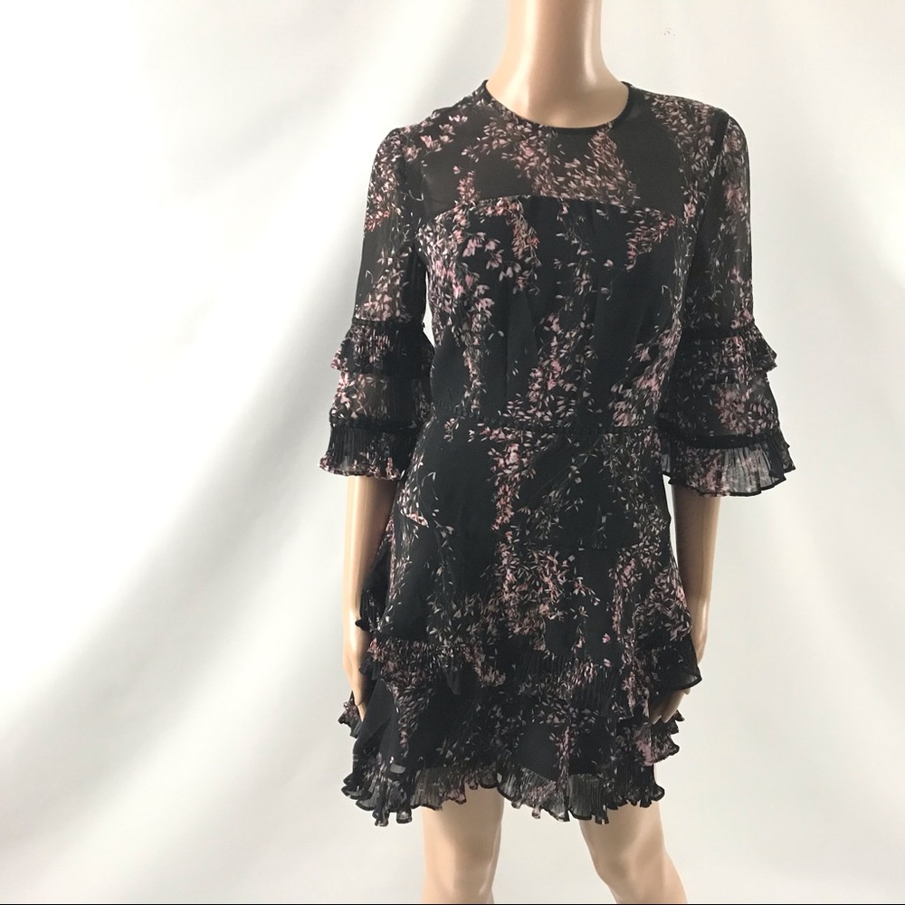 Keepsake Light Up Mini Dress In Black Wildflower